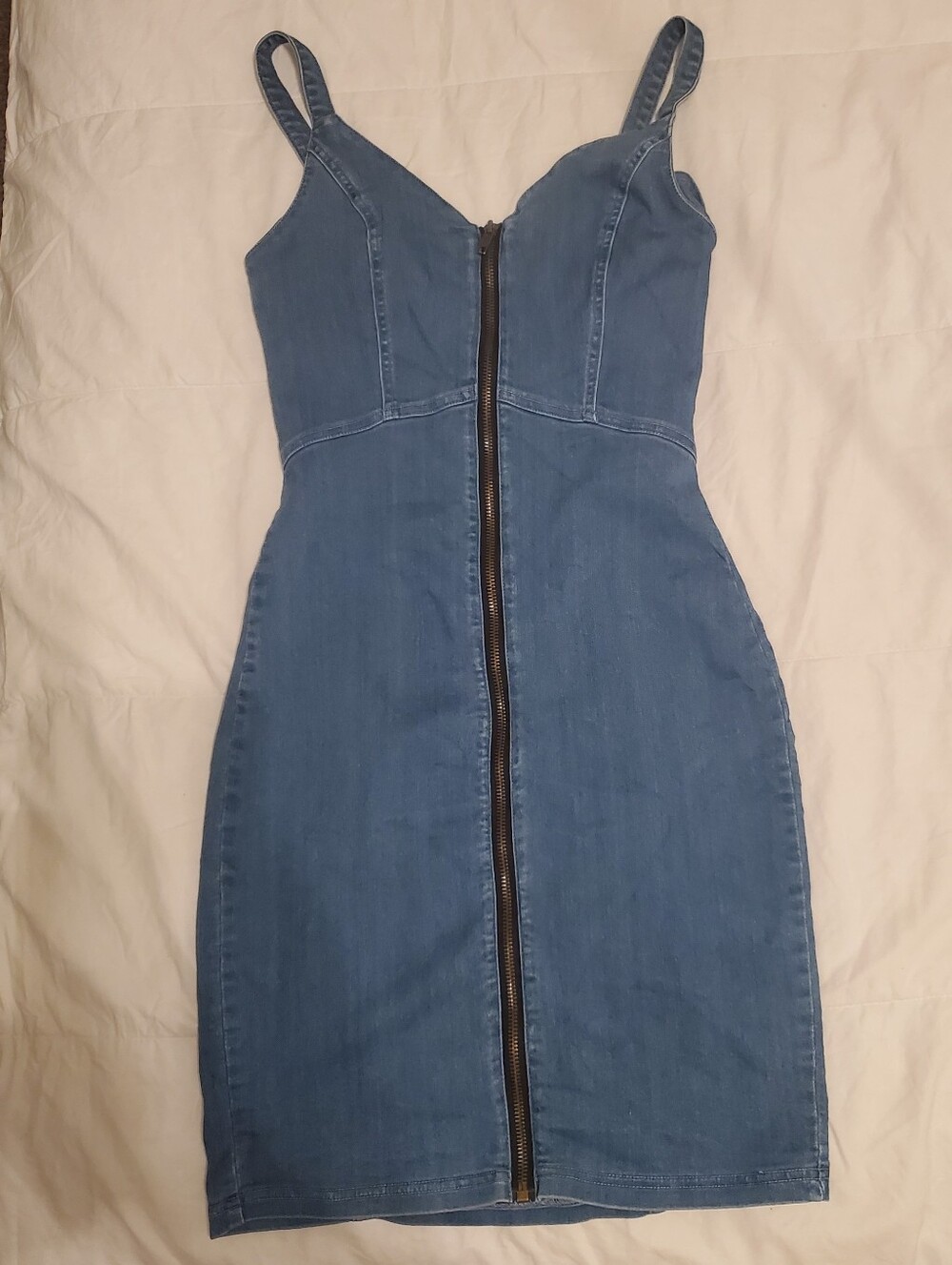 Women’s Blue Denim High-Waist Zip-Front Jeans
